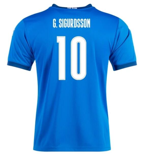 Iceland 2020 Home GYLFI SIGURDSSON 10 Shirt Soccer Jersey Blue