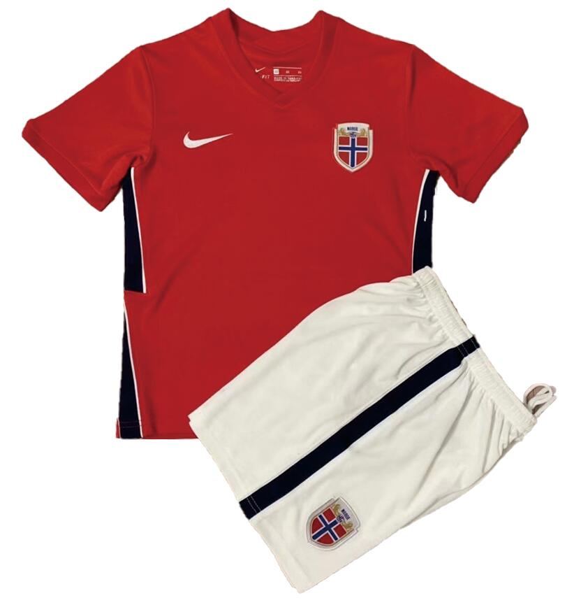 Norway 2021/22 Home Kids Soccer Suit Children Shirt And Shorts