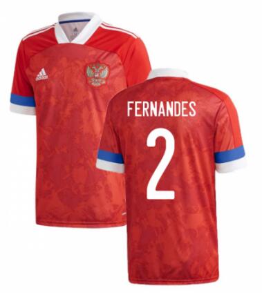 Russia 2020 Home FERNANDES 2 Shirt Soccer Jersey