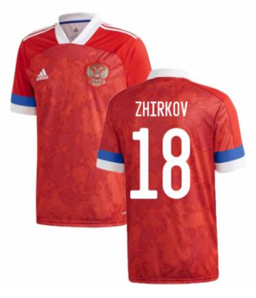 Russia 2020 Home ZHIRKOV 18 Shirt Soccer Jersey
