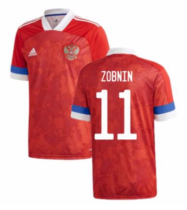 Russia 2020 Home ZOBNIN 11 Shirt Soccer Jersey