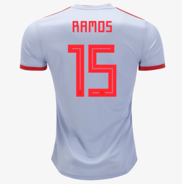 Spain 2018 World Cup Away Sergio Ramos Shirt Soccer Jersey