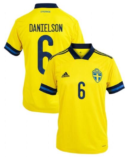 Sweden 2020 Home DANIELSON 6 Shirt Soccer Jersey