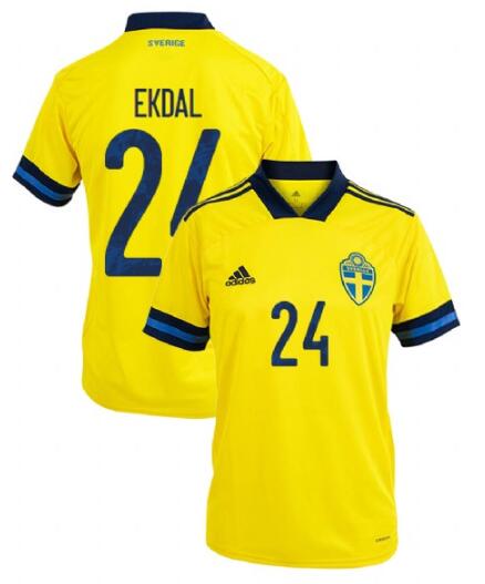 Sweden 2020 Home EKDAL 24 Shirt Soccer Jersey