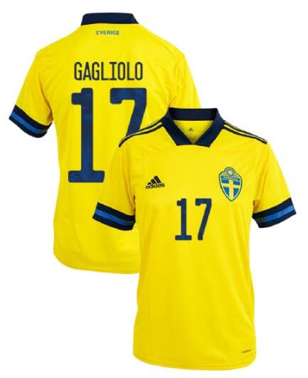 Sweden 2020 Home GAGLIOLO 17 Shirt Soccer Jersey