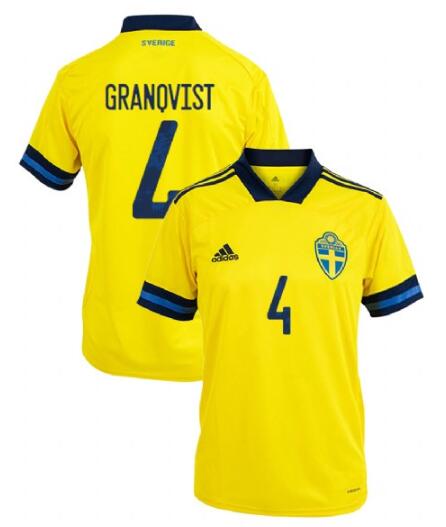 Sweden 2020 Home GRANQVIST 4 Shirt Soccer Jersey