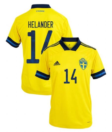Sweden 2020 Home HELANDER 14 Shirt Soccer Jersey
