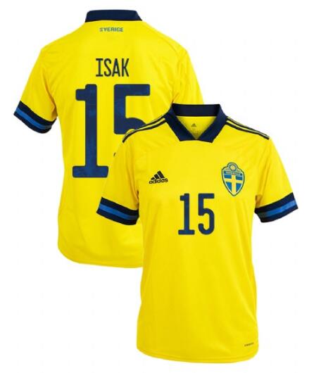 Sweden 2020 Home ISAK 15 Shirt Soccer Jersey