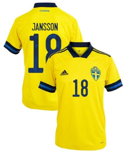 Sweden 2020 Home JANSSON 18 Shirt Soccer Jersey