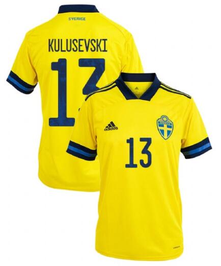 Sweden 2020 Home KULUSEVSKI 13 Shirt Soccer Jersey