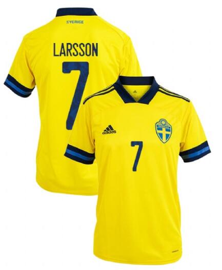 Sweden 2020 Home LARSSON 7 Shirt Soccer Jersey