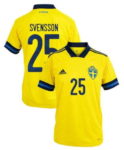 Sweden 2020 Home SVENSSON 25 Shirt Soccer Jersey