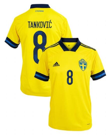 Sweden 2020 Home TANKOVIC 8 Shirt Soccer Jersey