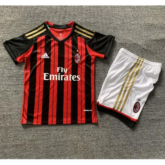 AC Milan 2013/14 Home Kids Retro Soccer Kits Children Shirt + Shorts