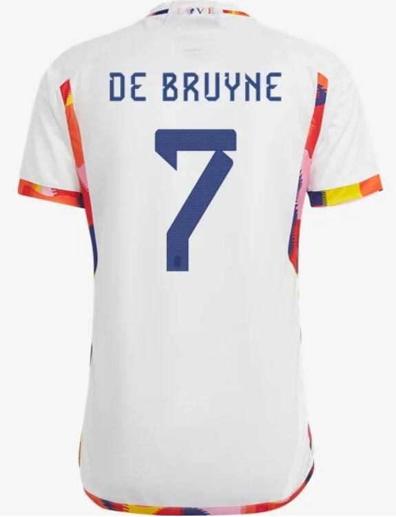 Belgium 2022 World Cup Away 7 De Bruyne Shirt Soccer Jersey