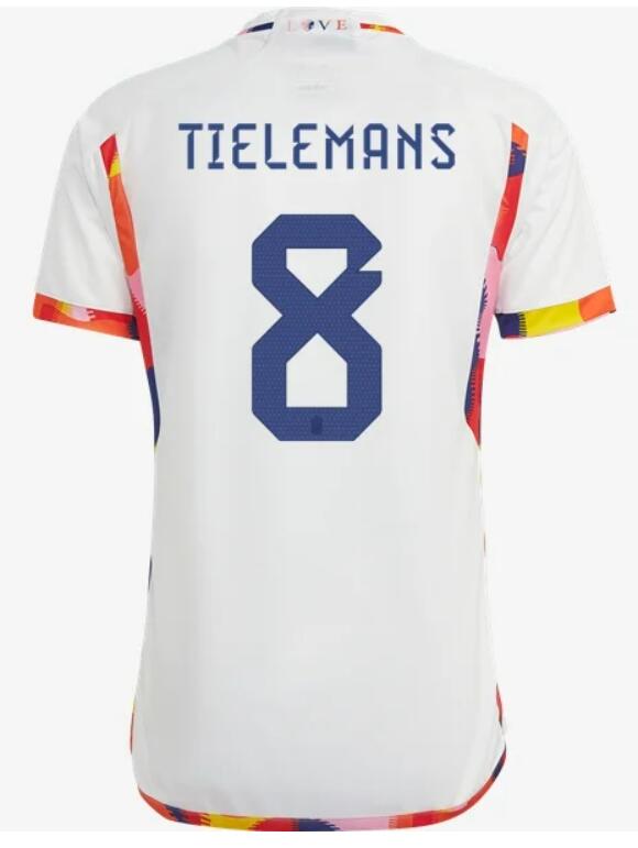 Belgium 2022 World Cup Away 8 Tielemans Shirt Soccer Jersey