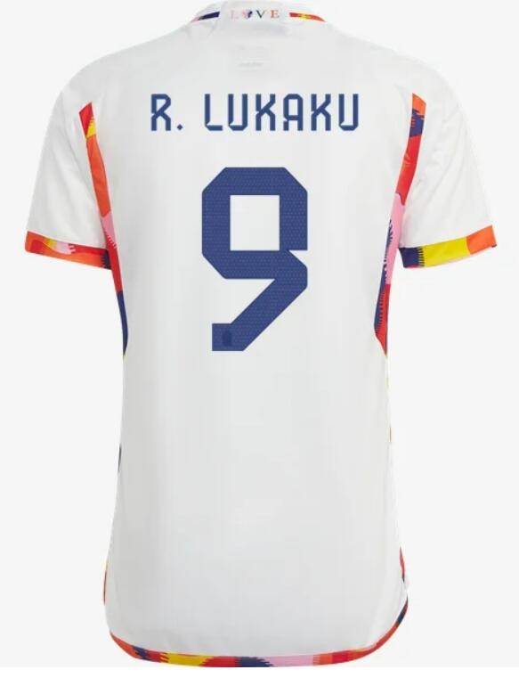 Belgium 2022 World Cup Away 9 R. Lukaku Shirt Soccer Jersey