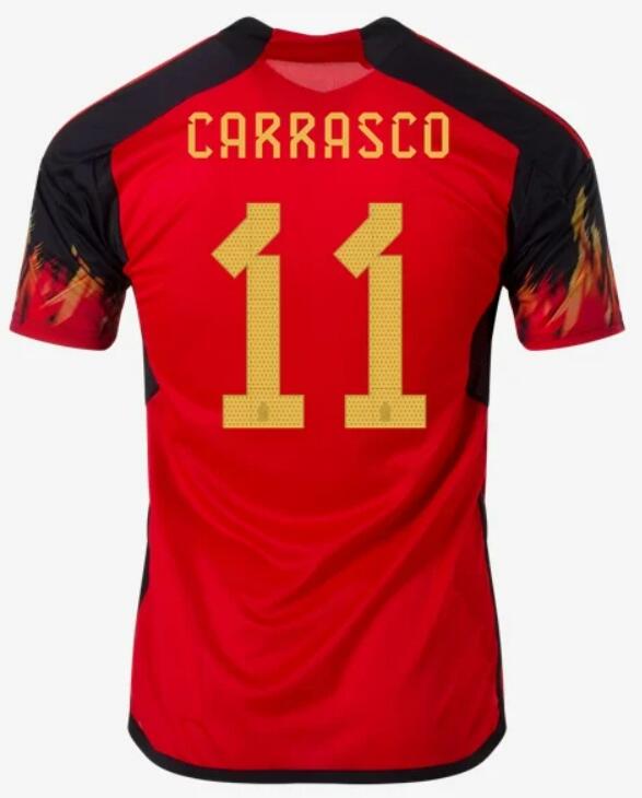 Belgium 2022 World Cup Home 11 Carrasco Shirt Soccer Jersey