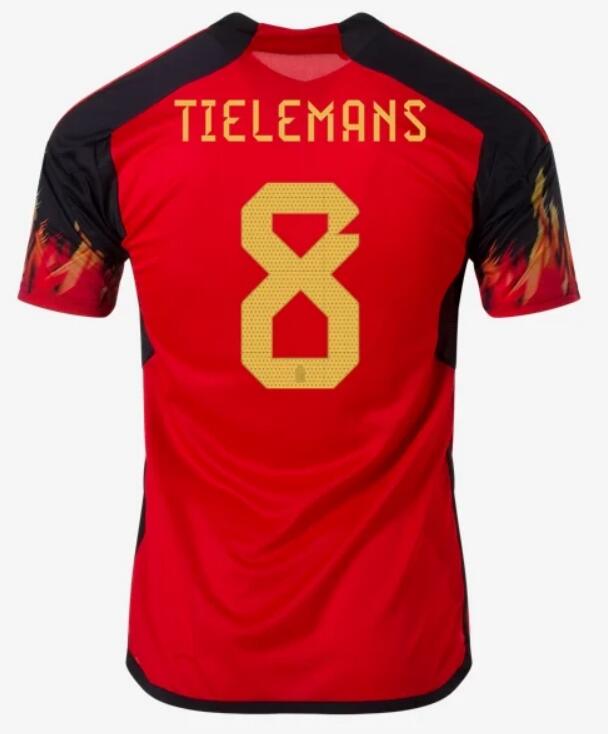 Belgium 2022 World Cup Home 8 Tielemans Shirt Soccer Jersey