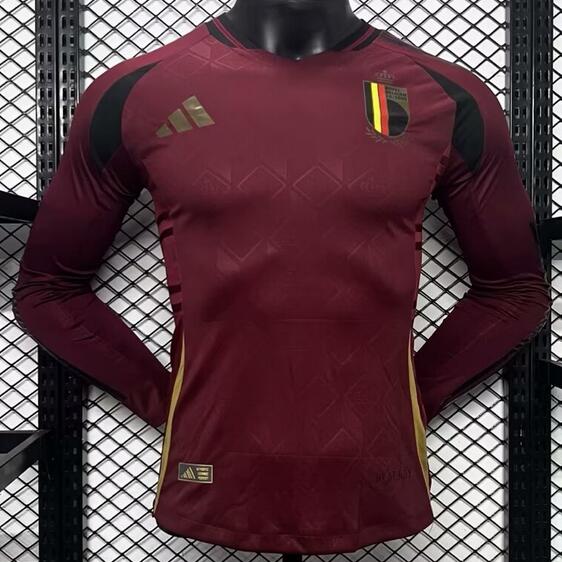 Belgium 2024 Home Long Sleeved Match Version Shirt Soccer Jersey