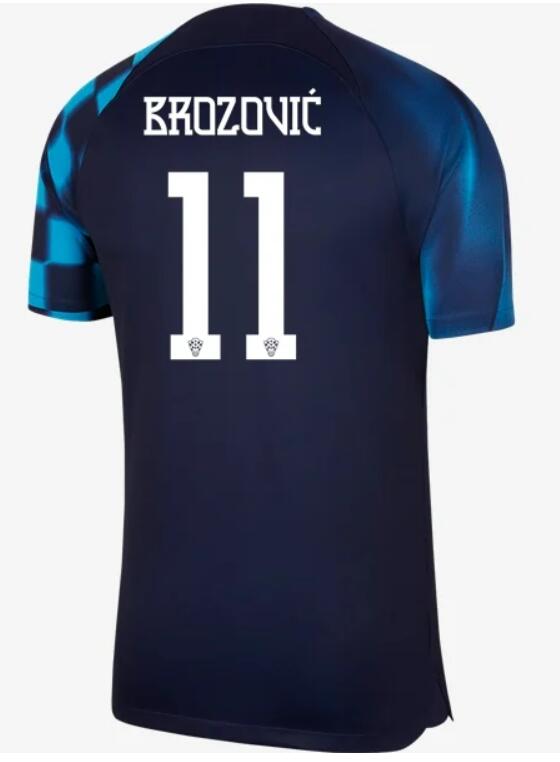 Croatia 2022 World Cup Away 11 Brozovic Shirt Soccer Jersey