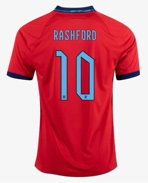 2022 World Cup England Away 10 Rashford Shirt Soccer Jersey