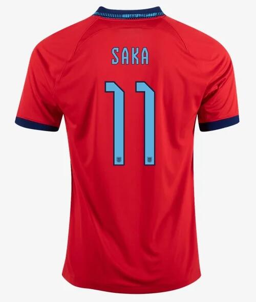 2022 World Cup England Away 11 Saka Shirt Soccer Jersey