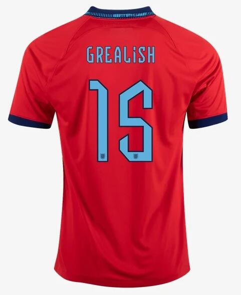 2022 World Cup England Away 15 Grealish Shirt Soccer Jersey