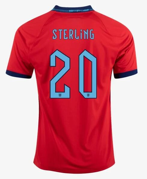 2022 World Cup England Away 20 Sterling Shirt Soccer Jersey