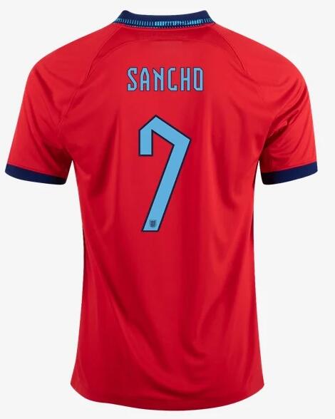 2022 World Cup England Away 7 Sancho Shirt Soccer Jersey