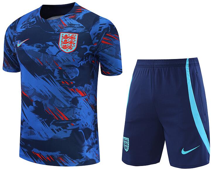 2022 World Cup England Blue Navy Training Suit (Shirt+Shorts)
