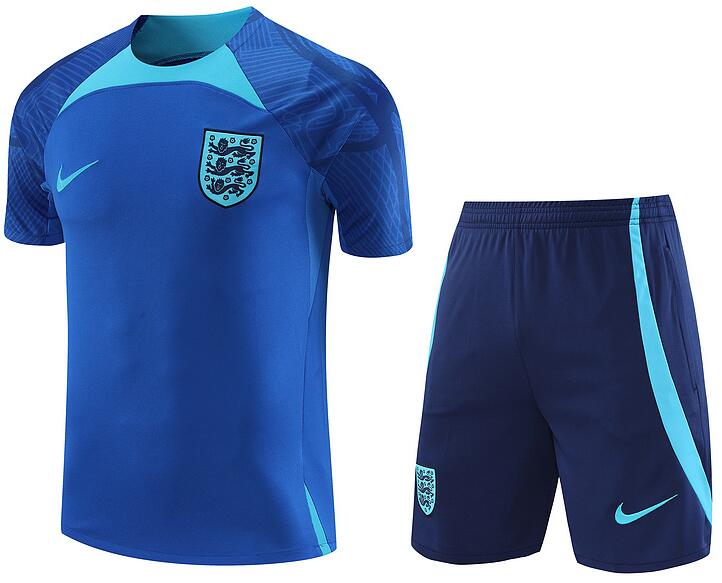 2022 World Cup England Blue Training Suit (Shirt+Shorts)