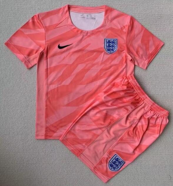 England 2023/24 Goalkeeper Kids Soccer Team Kit Children Shirt And Shorts