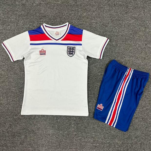 England 1982 Home Kids Retro Soccer Kits Children Shirt + Shorts