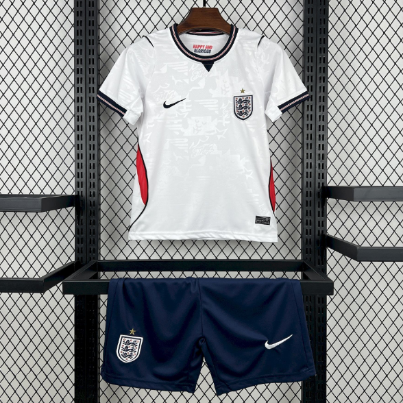 England 2026/27 Home Kids Soccer Team Kit Children Shirt + Shorts