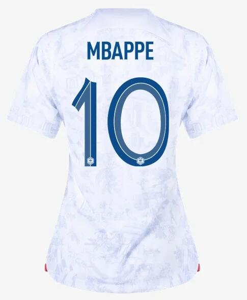 France 2022 World Cup Away 10 Mbappe Women Shirt Soccer Jersey