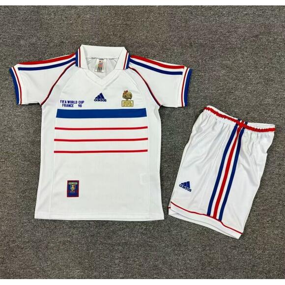 France 1998 Away Retro Kids Soccer Kit Children Shirt + Shorts