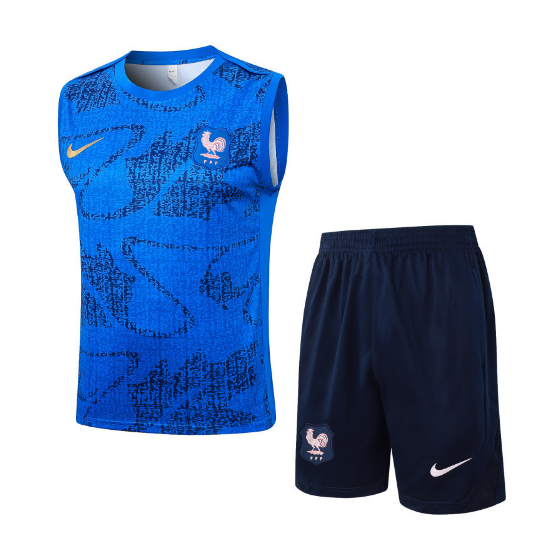 France 2025/26 Blue Training Vest Uniforms (Shirt+Shorts)