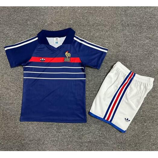 France 1982/84 Home Retro Kids Soccer Kit Children Shirt + Shorts