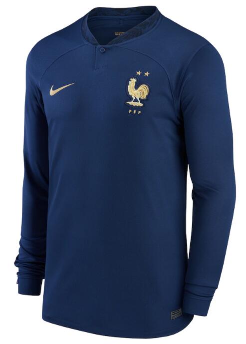 France 2022 World Cup Home Long Sleeved Shirt Soccer Jersey