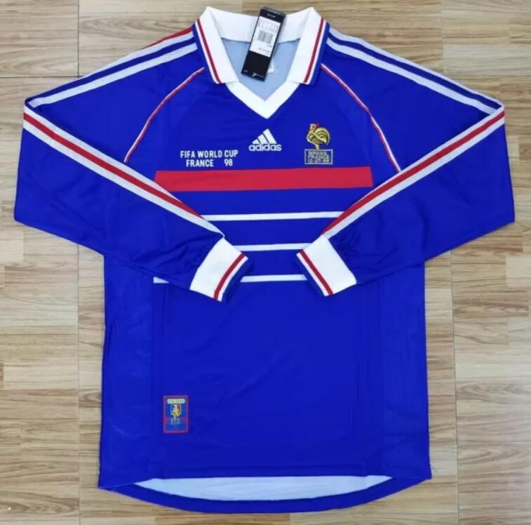 France 1998 Home Retro Long Sleeved Shirt Soccer Jersey