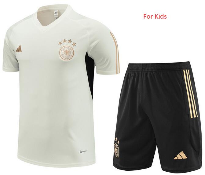 Kids Germany 2023/24 Beige Training Uniforms (Shirt+Shorts)