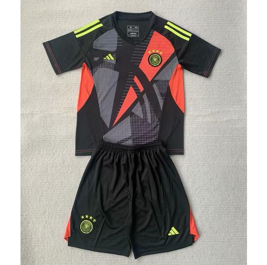 Germany 2024 Euro Cup Goalkeeper Kids Black Soccer Kits Children Shirt With Shorts