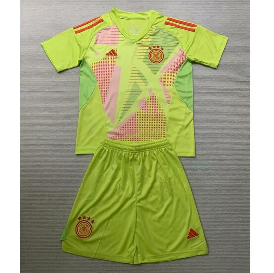 Germany 2024 Euro Cup Goalkeeper Kids Green Soccer Kits Children Shirt With Shorts