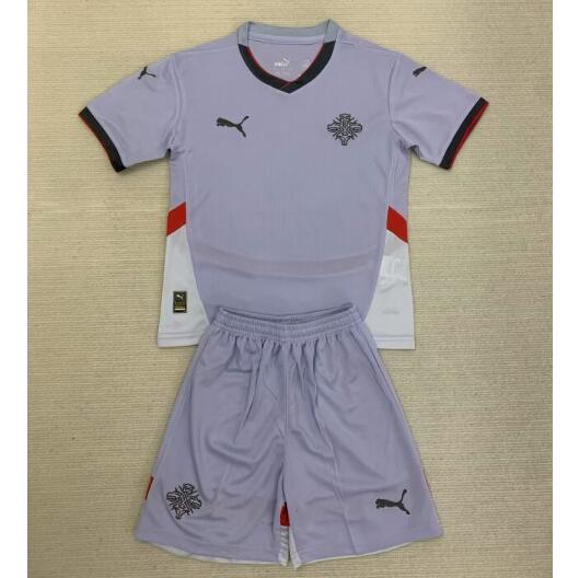 Iceland 2024 Euro Cup Away Kids Soccer Kit Children Shirt And Shorts