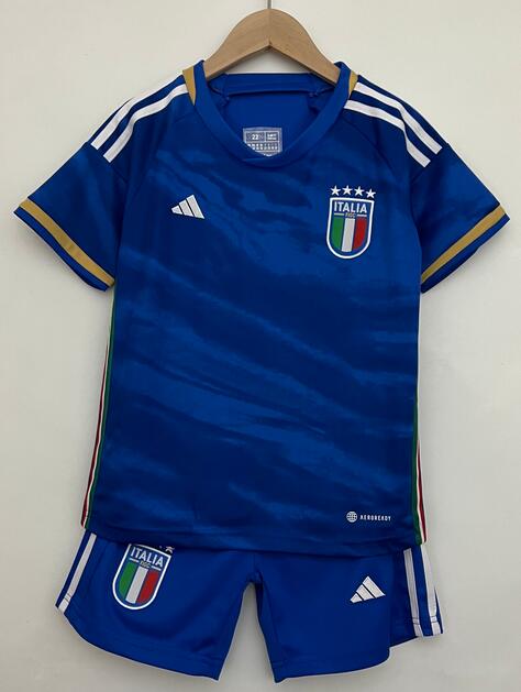 Italy 2023/24 Home Kids Soccer Kits Children Shirt and Shorts