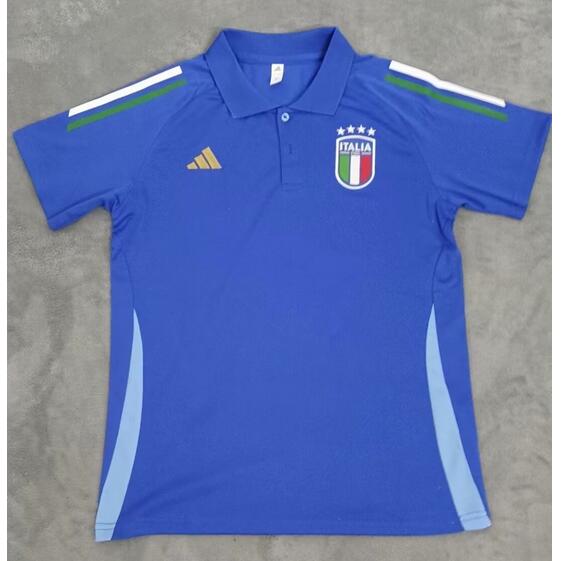 Italy 2024 Euro Cup Blue Polo Shirt
