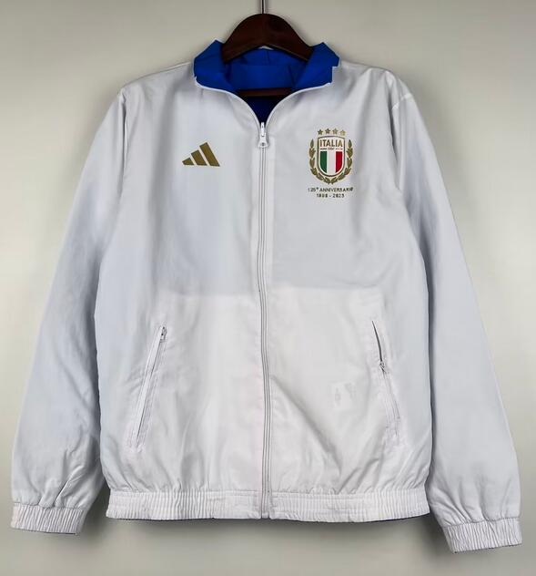 Italy 2023/24 White Blue Double-Face Windbreaker Jacket