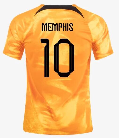 Netherlands 2022 World Cup Home 10 Memphis Shirt Soccer Jersey