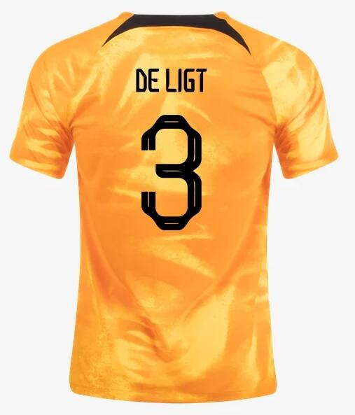 Netherlands 2022 World Cup Home 3 de Ligt Shirt Soccer Jersey